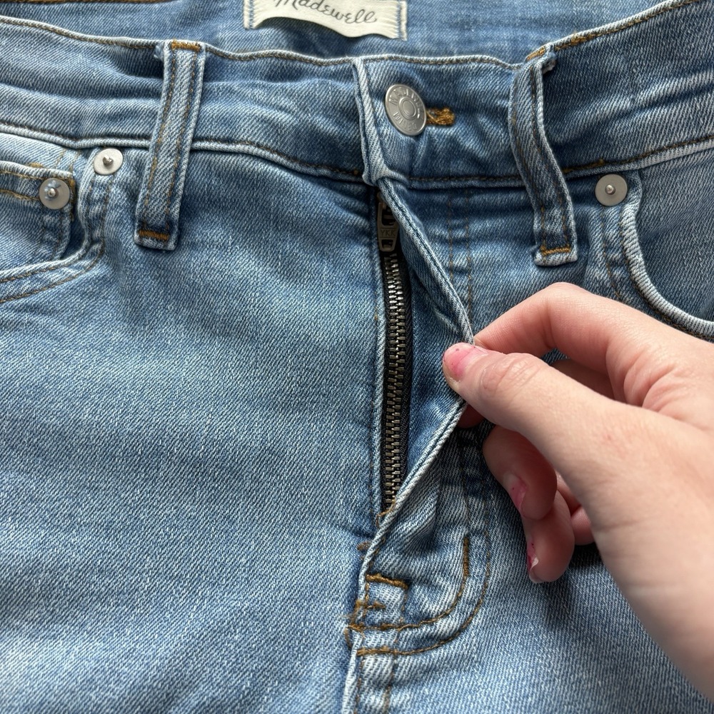 Madewell Jeans Women's 28T Blue Denim Light Wash Mid-Rise Kick Out Straight Leg - Picture 7 of 12